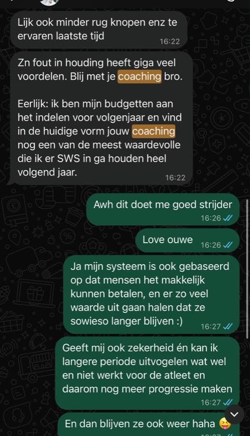 Appje van Isaak: hij heeft minder last van zijn rug en noemt Rians coaching een van de meest waardevolle dingen die hij volgend jaar sowieso aanhoudt.