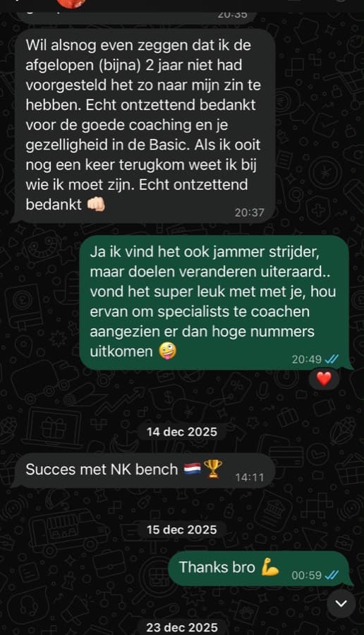 Appje van Sietse: hij had niet gedacht dat hij het de afgelopen twee jaar zo naar zijn zin zou hebben en bedankt Rian voor de coaching.